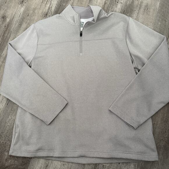Callaway 1/4 Zip Pullover Mens Large Gray Taupe Dot Golf Fleece Side Pockets - Picture 3 of 7